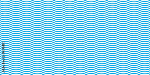 Seamless Wave Pattern, Hand drawn water sea vector background. Wavy beach print, curly grunge paint lines,