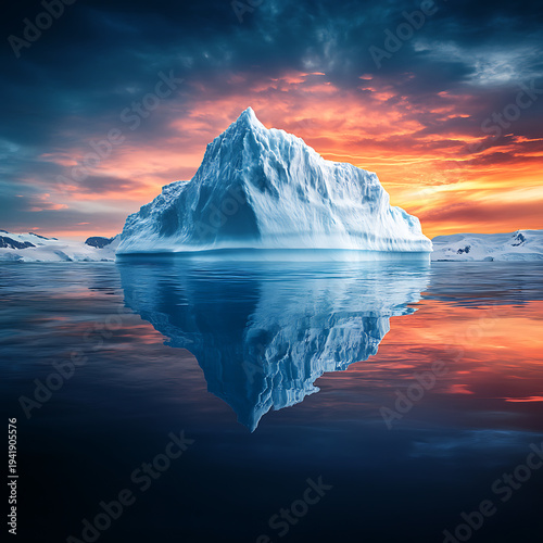 Arctic Glacier Iceberg Landscape With Clear Blue Sky And Water high resolution picture