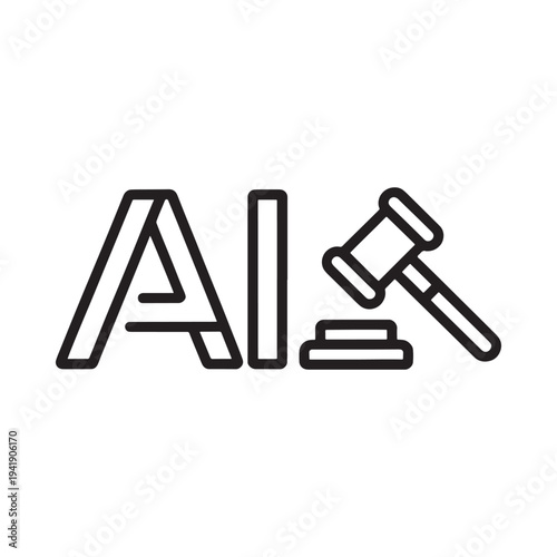 Ai and justice a gavel resting on the letters representing artificial intelligence