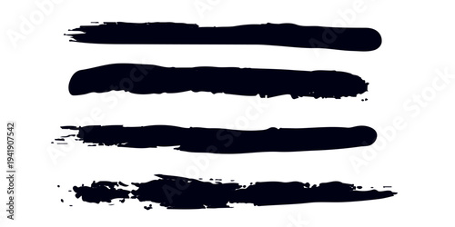 Big collection of hand drawn calligraphy brush strokes black paint texture set vector illustration isolated on white background. Calligraphy brushes high detail abstract elements.