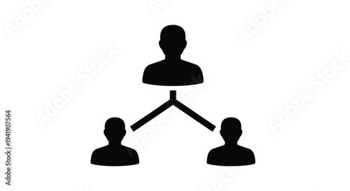 Silhouette of a manager and two team members in a hierarchical structure