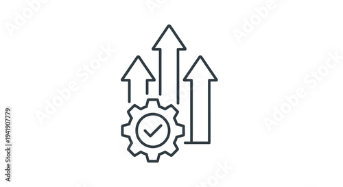 Gear with three upward arrows silhouette