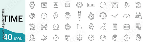 Time and Clock Icon Set for Schedule, Timer and Time Management Applications