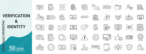Verification and Identity Icon Set for User Authentication and Secure Account Access Design