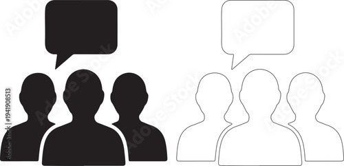 Vector illustration of people silhouettes with speech bubbles