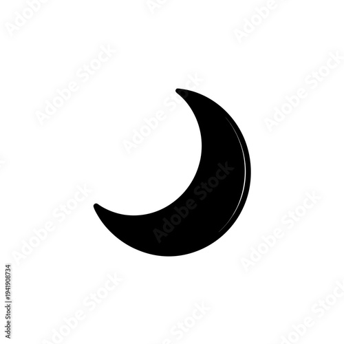 Graceful crescent moon phase illustration in minimalist black and white