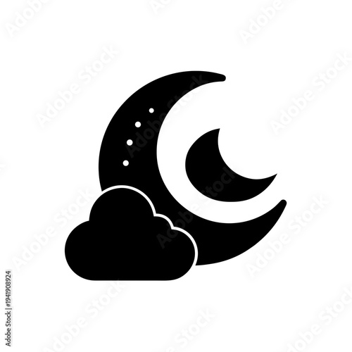 Moon and cloud icon depicting a nighttime sky with stars