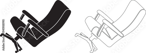 Black and white outline of a reclining chair with footrest