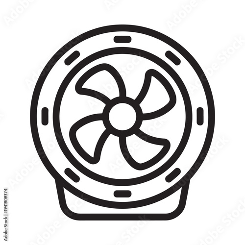 Simple line drawing of a circular cooling fan with a stand