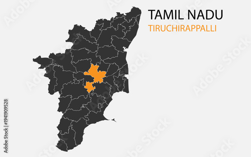 Tamil Nadu png map with districts, Indian state Tamil Nadu district map, Tamil Nadu Tiruchirappalli