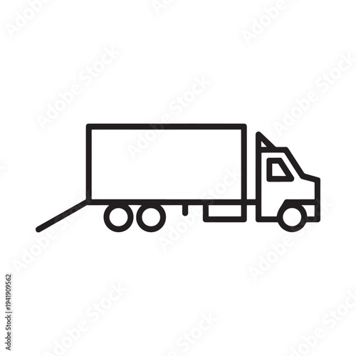 Simple line drawing of a semi truck trailer with a towing hitch