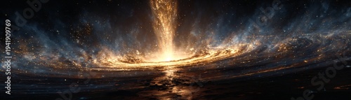 Cosmic Zenith: A breathtaking view of a celestial event, with vibrant energy radiating outward from a central point, showcasing the immense scale and beauty of the cosmos.