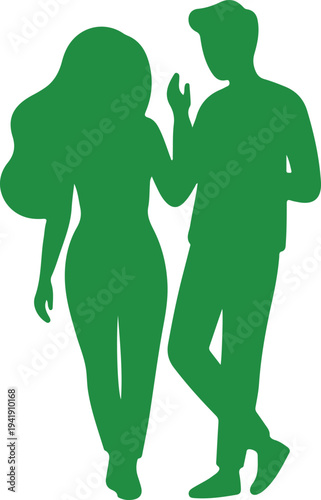 Couple silhouette holding hands walking together isolated on transparent background