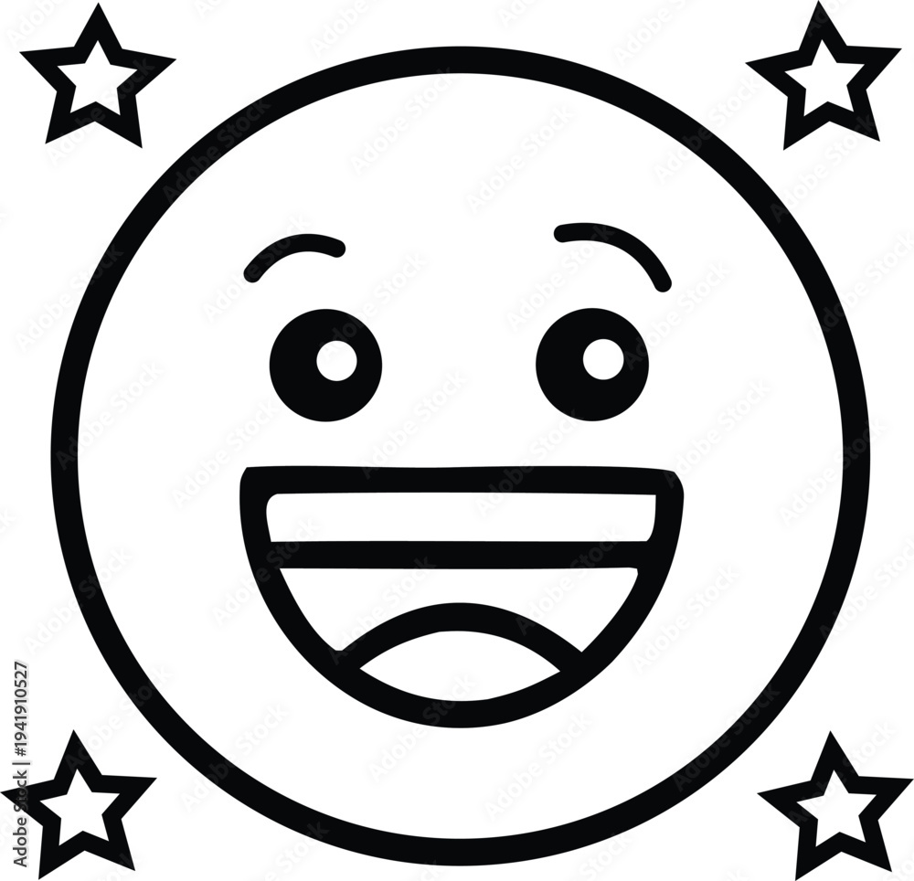 Obraz premium A smiling emoticon face with stars