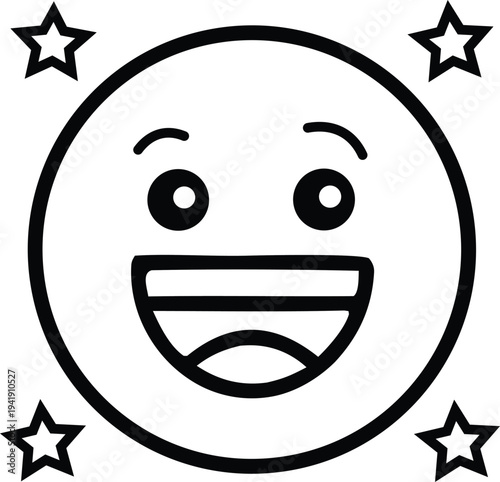 A smiling emoticon face with stars