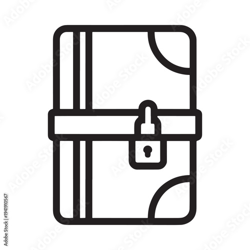 Simple black and white line drawing of a locked treasure chest
