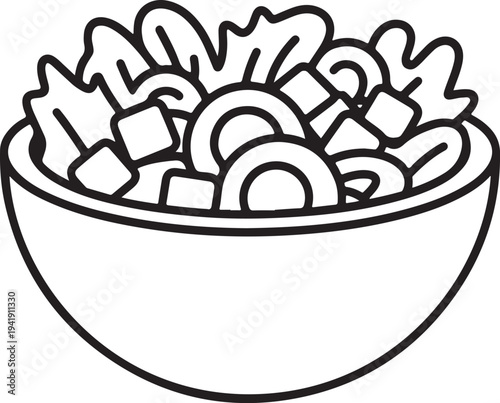 Garden salad with lettuce, tomatoes & bread crumbs flat icon for apps and websites