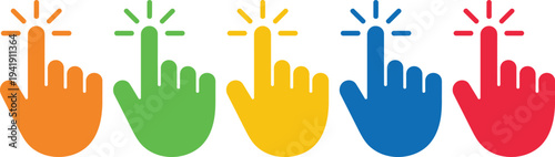 Vibrant illustration of five hands with different colored fingers and sparkles