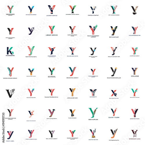 Alphabet letters Y and K checkmarks success icons flat design vector illustration