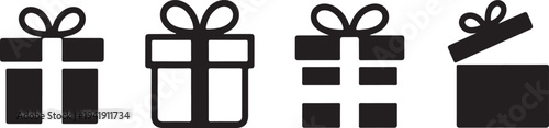 Gift box icons set. Gift boxes line style. Christmas gift. Surprising gift box flat style collection