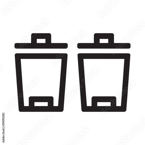 Two simple black and white outline drawings of covered waste containers