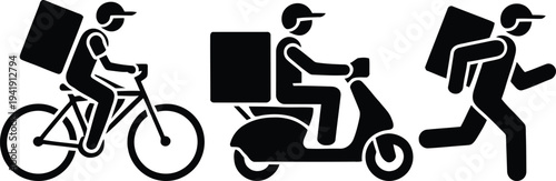 Illustration of delivery personnel using various modes of transportation