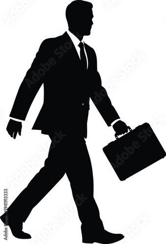 Corporate employee walking to work, business concept vector illustration.