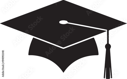 Grad cap silhouette icon. Clipart image isolated on white background