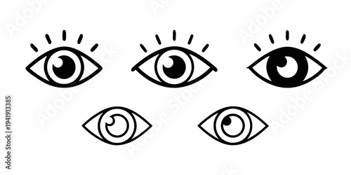 Stylized eyes in varying shapes and shades a minimalist graphic design