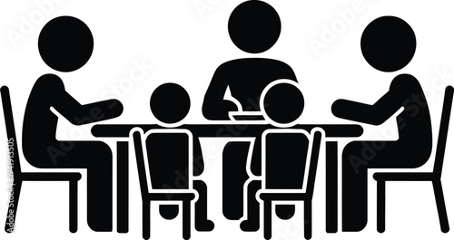 A diverse group of people sitting around a table having a discussion.