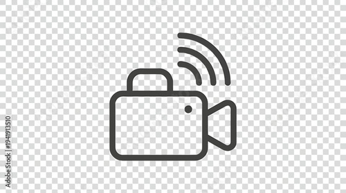 Video camera icon, live streaming symbol, broadcasting logo, media sign