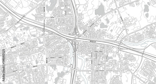 Detailed Aerial View of a City Intersection and Road Network.