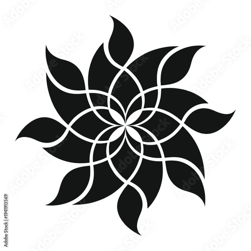 Black Abstract Leaf Pattern Vector Design