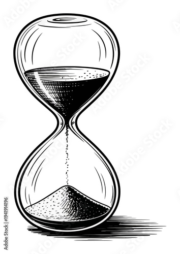 Vintage Hourglass with Sand Flowing, Symbolizing Time's Passage