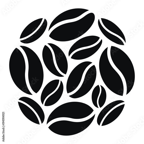 Black Coffee Beans Pattern Vector Illustration