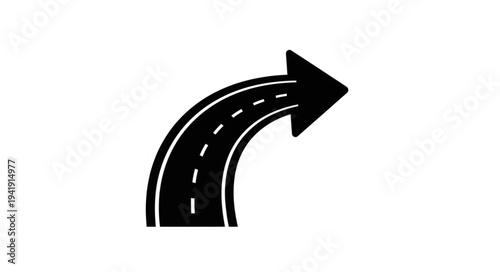 Curved Road Arrow Sign - Navigating the Right Path Ahead.