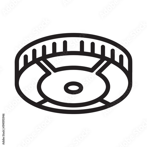 Simple black and white illustration of a camera aperture diaphragm