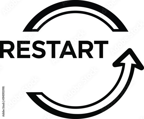Restart concept with circular arrow icon