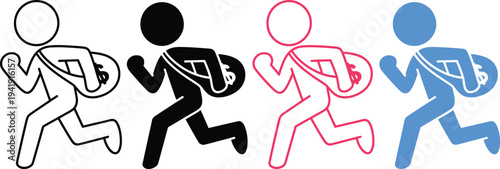 Four stylized runners in different colors and styles showcasing diversity in movement