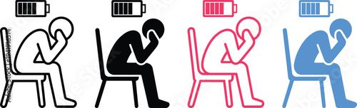 People sitting on chairs with smartphones depicting different emotional states