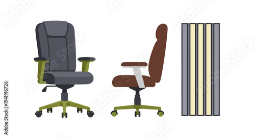 Modern office chairs with ergonomic design and adjustable armrests