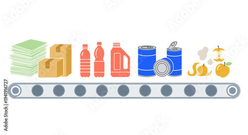 Recycling concept with sorting conveyor for efficient waste management