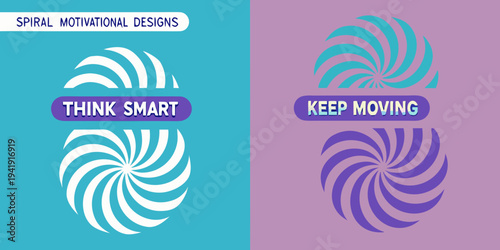 Motivational spiral designs with positive affirmations in vibrant colors
