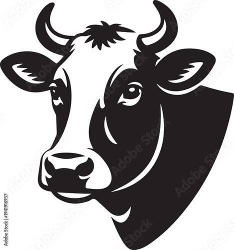 Holstein cow portrait stylized vector symbol