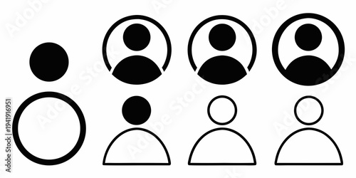 Abstract representation of people using simple black and white shapes