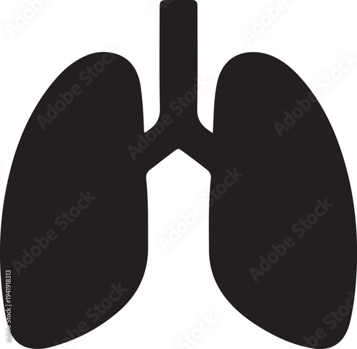Human lung flat icon for app and website