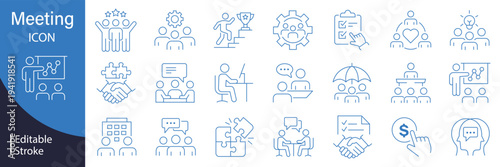 Human Interaction web icons in line style. People, communication, chat, relationships, meeting, group, friends. Editable stroke. Vector illustration