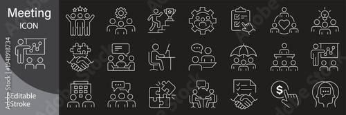 Human Interaction web icons in line style. People, communication, chat, relationships, meeting, group, friends. Editable stroke. Vector illustration