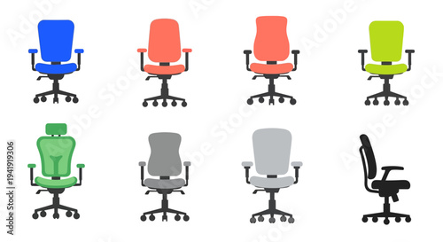 Modern office chair collection: diverse ergonomic designs for workspace comfort