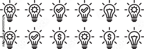 Idea lightbulb icon. Inspiration creativity lamp vector icon collection